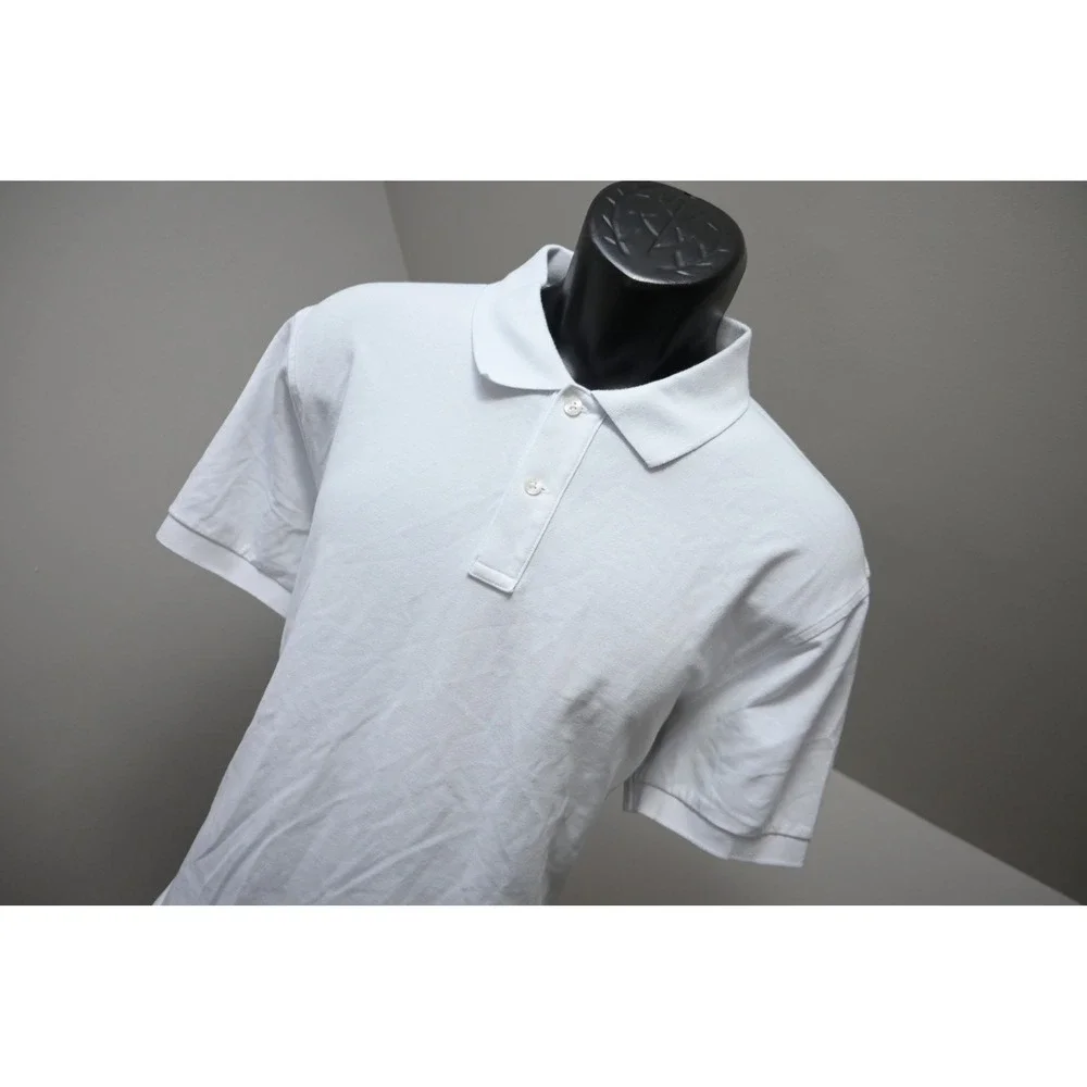 J. Crew Flex Pique Polo Mens XL White Untucked Short Sleeve Stretch Excellent